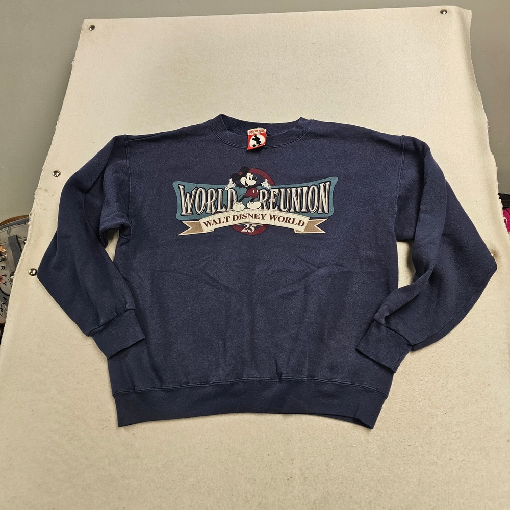 Vintage Walt Disney World 25th Anniversary Sweatshirt Mickey Inc Navy Blue Med